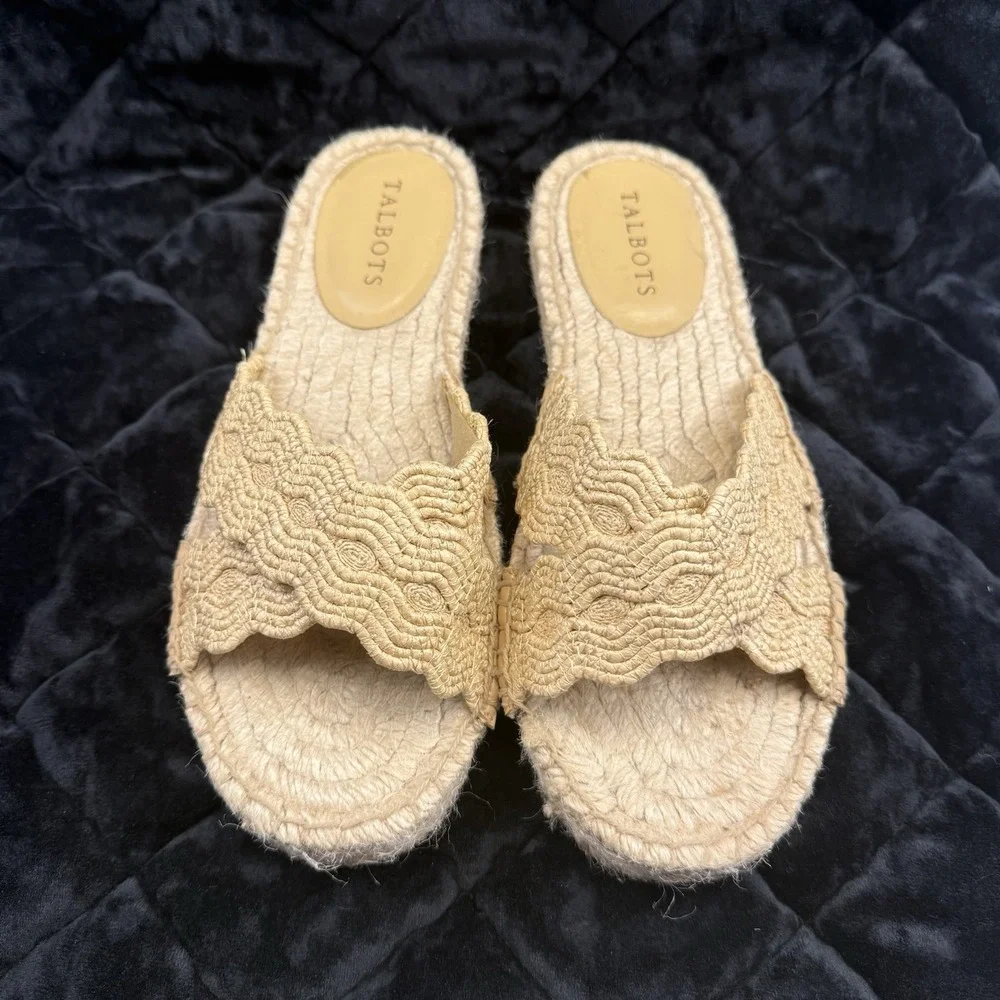 Talbots Hester Crisscross Raffia Espadrille Flat Sandals Size‎ 8